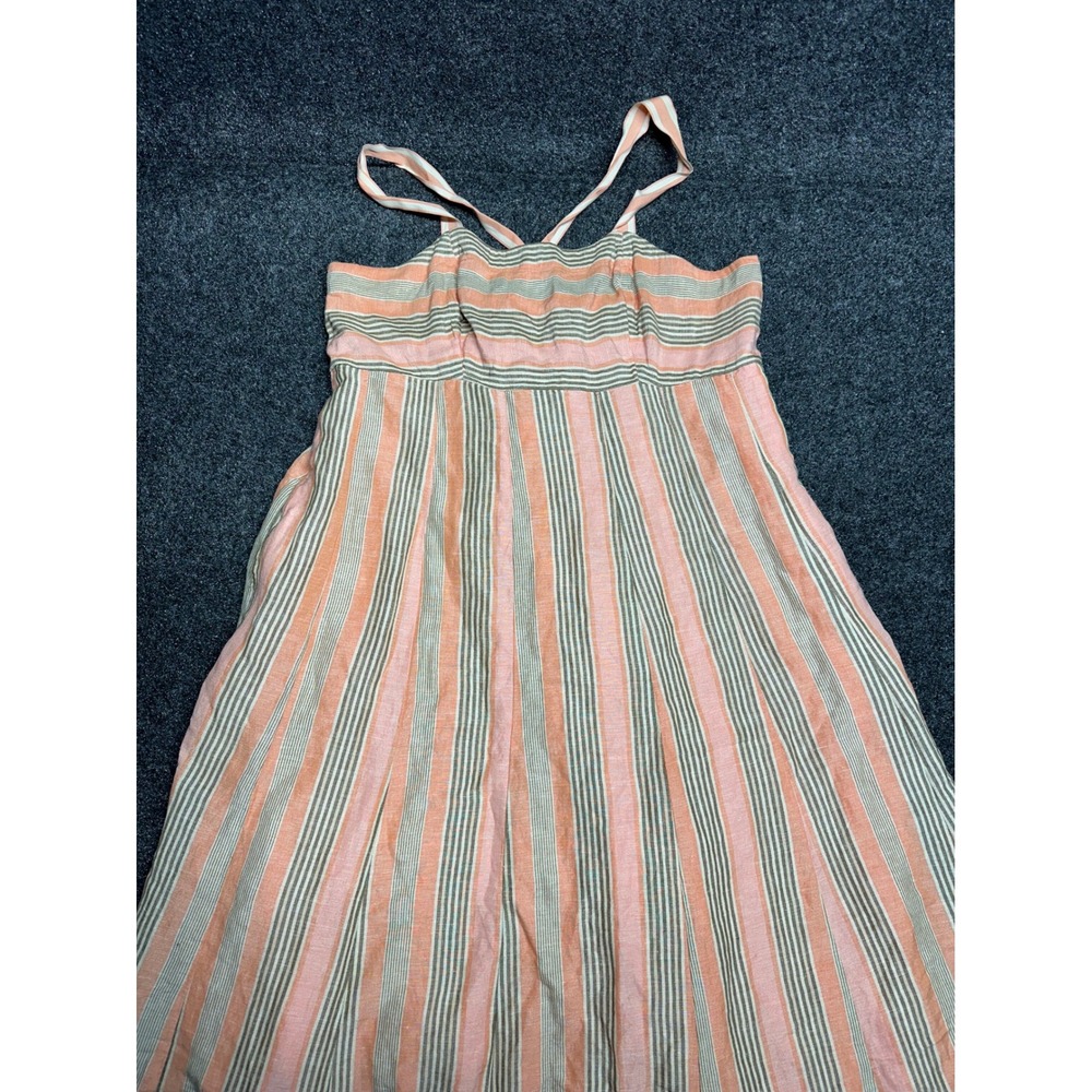 Anthropologie Linen maxi dress corset back square neck smocking cottage tropical - Picture 4 of 9